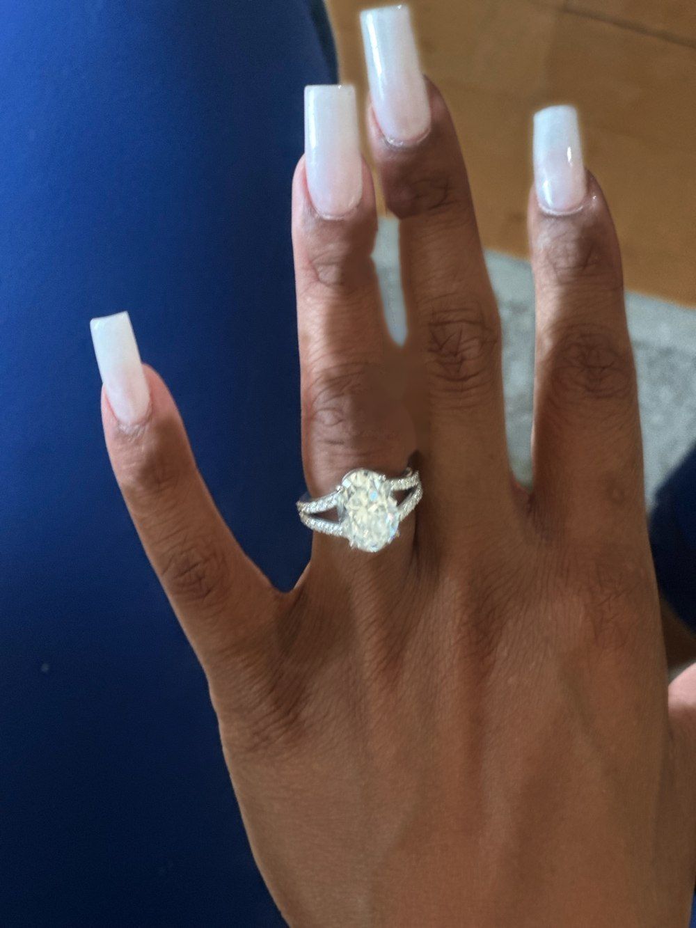 Finished oval split shank ring worn on the hand